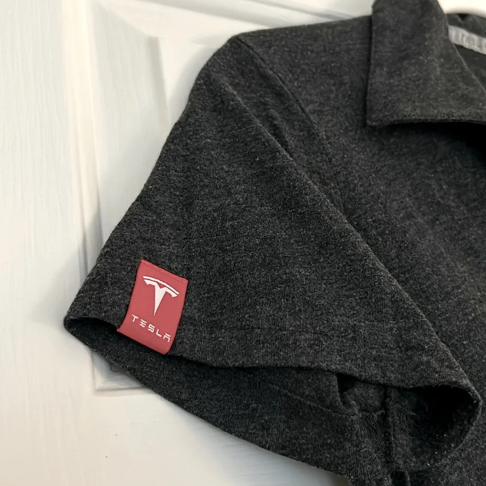 Tesla Model X Super Soft Cotton Dark Grey Polo Shirt - Picture 4 of 6